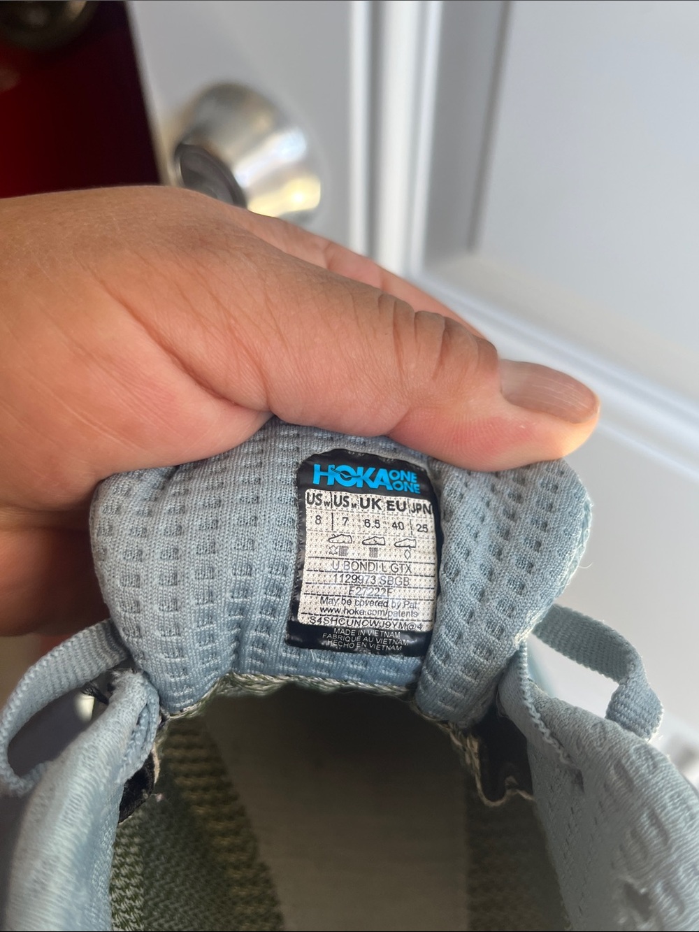 Hoka Gray Athletic Shoes with Red Accents - Picture 6 of 7